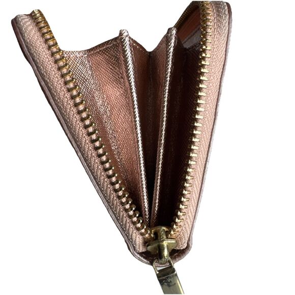 Tory Burch Robinson Continental Large Accordion Zip Wallet Rose Gold Shiny - Picture 13 of 14